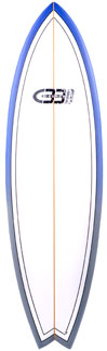 Blue Quad Epoxy Hybrid Fish Surfboard