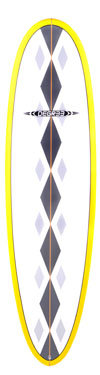 yellow epoxy funboard surfboard