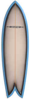 epoxy quad retro fish surfboard